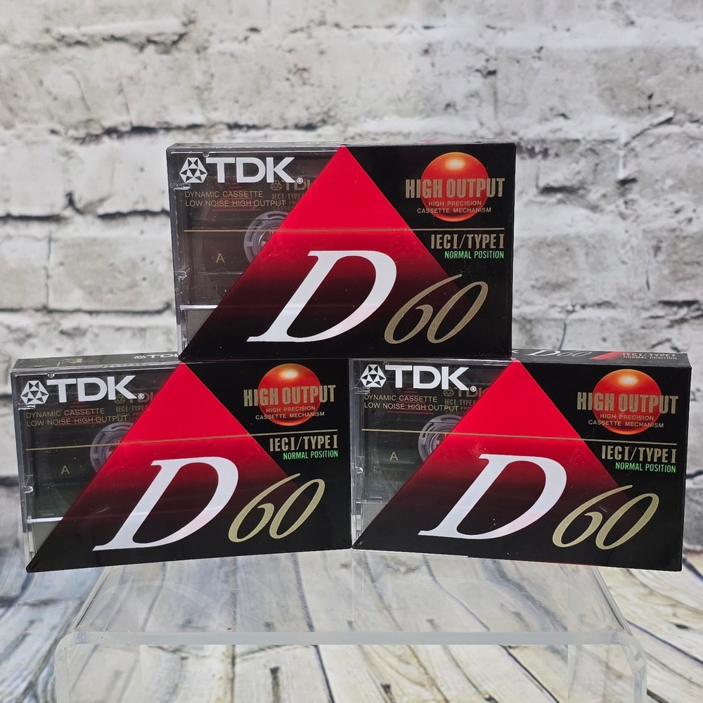 TDK D60 Dynamic Cassette Tape Lot of 3 Type I Normal Bias 60 Min Blank Audio New